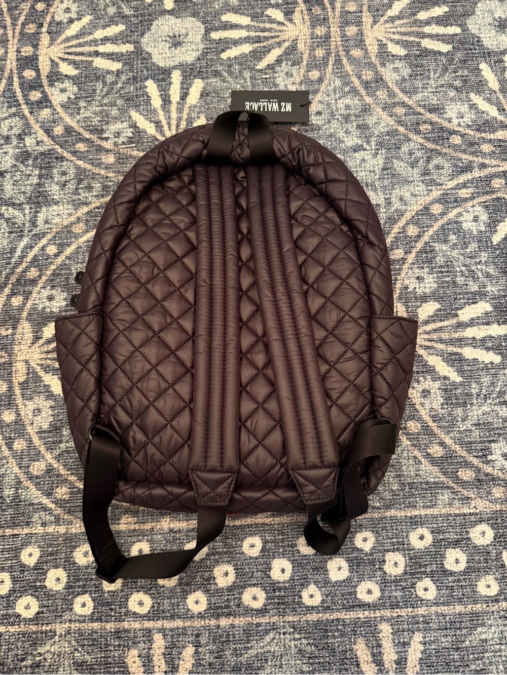 MZ Wallace Black Quilted Backpack with Red Trim - Picture 5 of 7
